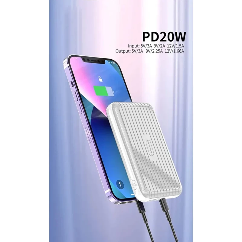 Power Bank Wuw 10000mAh Magnetick 20w Y104 White Silver - Зображення 2