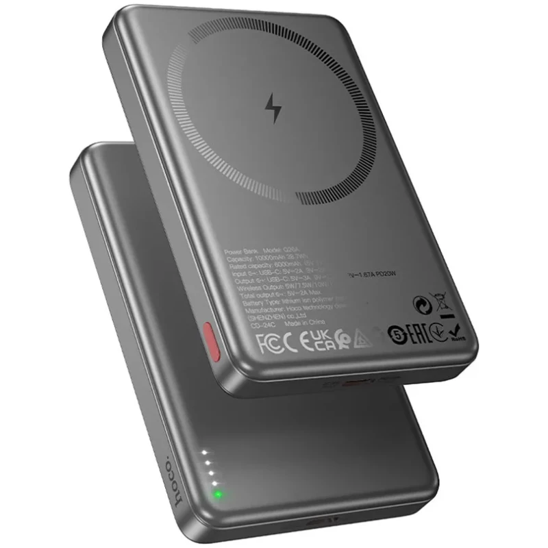Power Bank Hoco Q26A 10000mAh PD/QC 20W USB-C 3in1 MagSafe (metal gray)