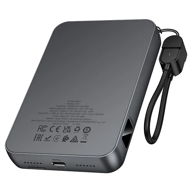 HOCO Q47 (10000mAh) Shine PD20W power bank with game console (Metal gray) - Зображення 1
