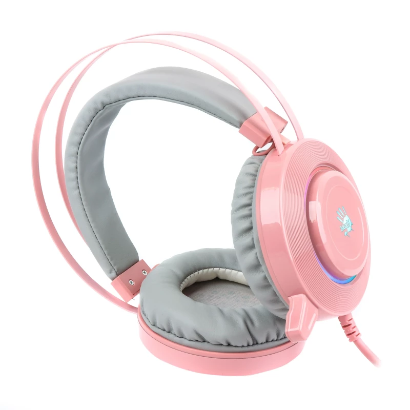 Наушники проводные Гарнитура A4Tech Bloody G521 USB pink (накладные с подсветкой) - Зображення 2