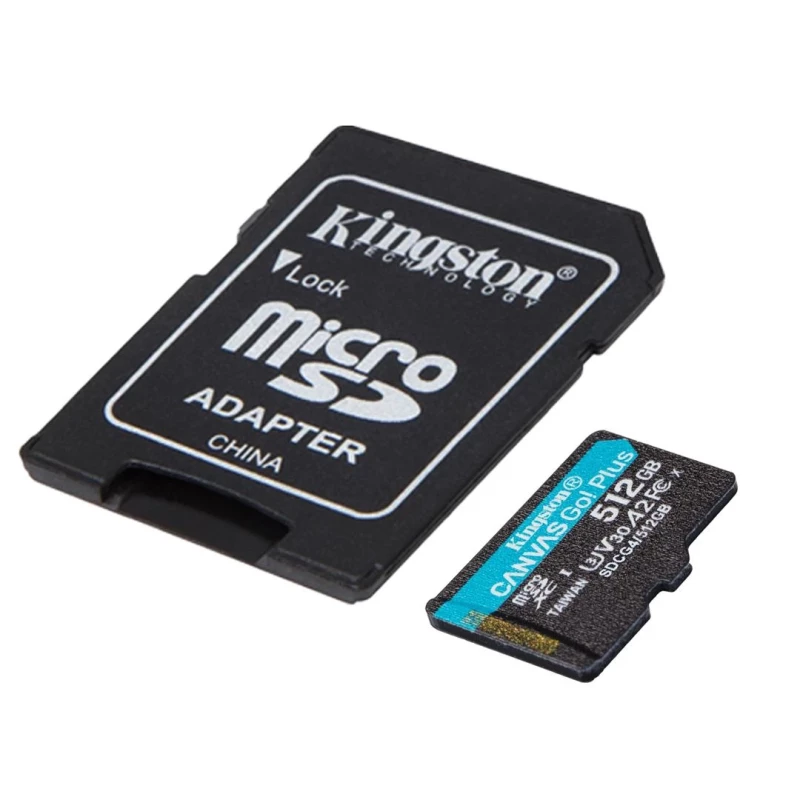 MicroSDXC 512GB UHS-I/U3 Class 10 Kingston Canvas Go! Plus R200/W160MB/s + SD-адаптер (SDCG4/512GB) (UA) - Зображення 1
