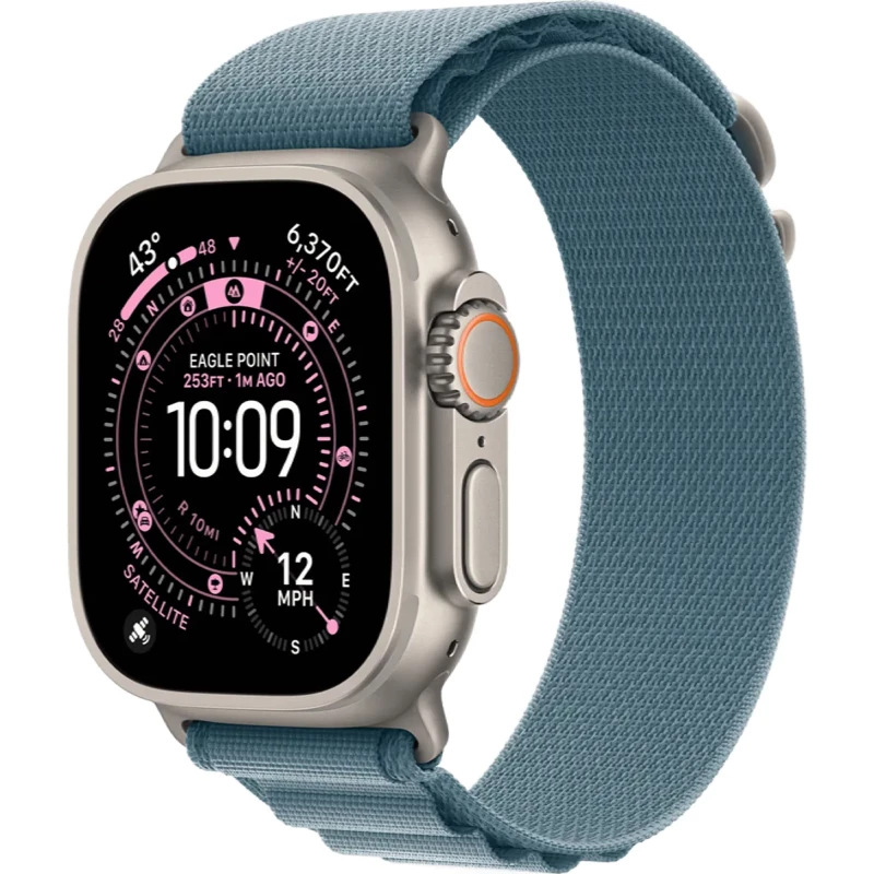 Apple Watch Ultra 3 GPS + Cellular 49mm Natural Tit. Case w. Light Blue Alpine Loop - Small (MEWK4)