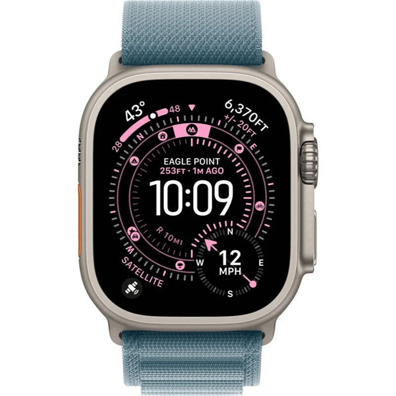 Apple Watch Ultra 3 GPS + Cellular 49mm Natural Tit. Case w. Light Blue Alpine Loop - Medium (MEWM4) - Зображення 1