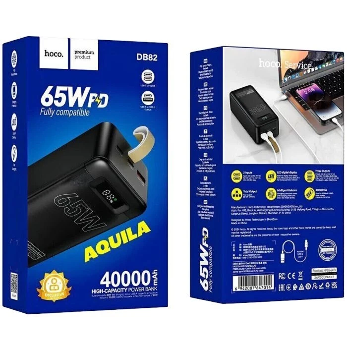 HOCO 40000mAh Aquila PD/3.0/65W QC/3.0 Black (DB82 / 714726) (UA) - Зображення 5