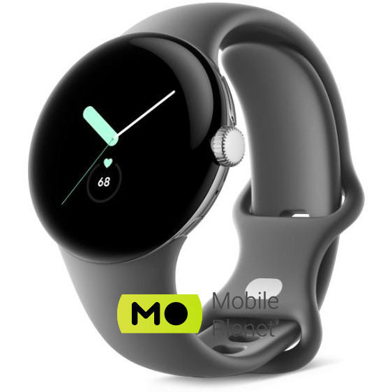 Google Pixel Watch Polished Silver Case/Charcoal Active Band