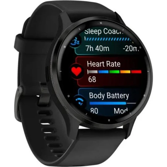 Смарт-часы Garmin Venu 3 Slate Stainless Steel Bezel with Black Case and Silicone Band (010-02784-01/51/41) - Зображення 2