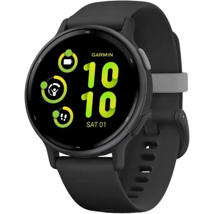 Garmin vivoactive 5 Slate Aluminum Bezel with Black Case and Silicone Band (010-02862-10/50/5A)