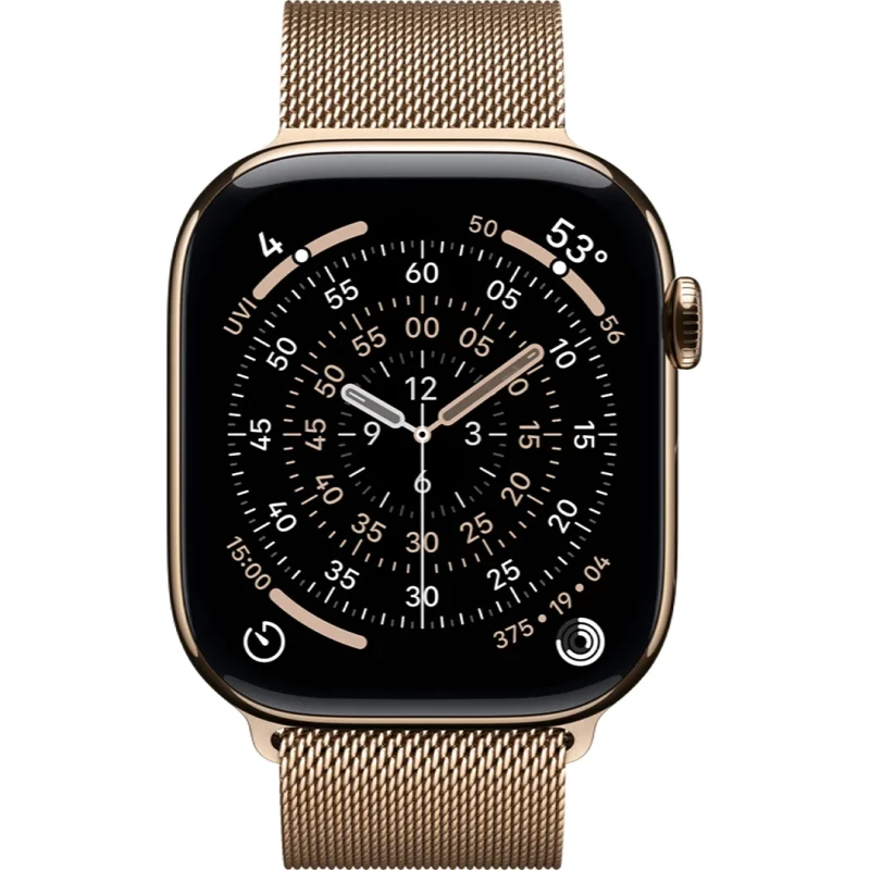 Apple Watch Series 11 GPS + Cellular 46mm Gold Tit. Case w. Gold Milanese Loop - M/L (MFD84) - Зображення 1