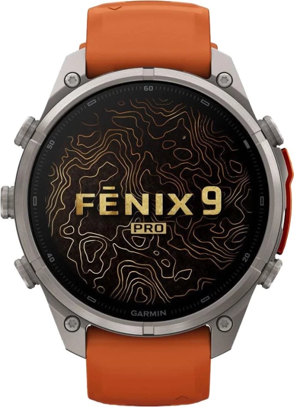 Смарт-часы Garmin Fenix 9 Pro inReach 47mm Titanium with Autumn Orange/Spark Orange Silicone Band (010-04336-00/01) - Зображення 1