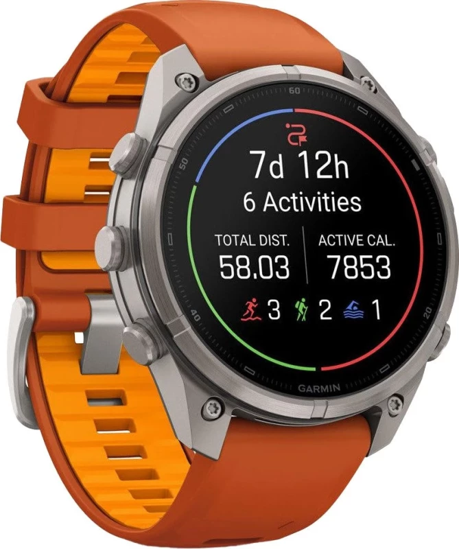 Смарт-часы Garmin Fenix 9 Pro inReach 47mm Titanium with Autumn Orange/Spark Orange Silicone Band (010-04336-00/01) - Зображення 2