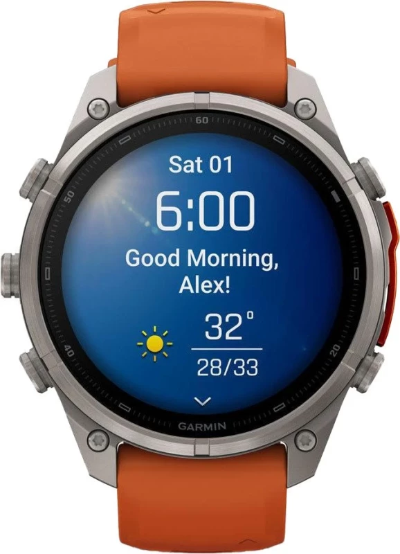 Смарт-часы Garmin Fenix 9 Pro inReach 47mm Titanium with Autumn Orange/Spark Orange Silicone Band (010-04336-00/01) - Зображення 9