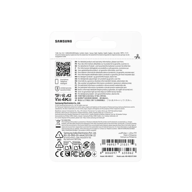 Samsung 512GB microSDXC class 10 UHS-I U3 V30 A2 T7 (MB-MB512T/WW) - Зображення 4