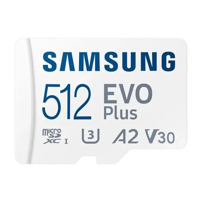 Samsung 512 GB microSDXC Class 10 UHS-I U3 V30 A2 EVO Plus+SD Adapte (MB-MC512SA/EU)