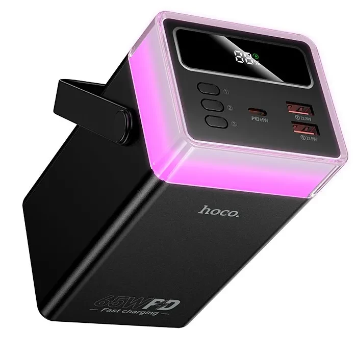 Hoco DB103A 60000mAh (2USB/1Type-C, PD/QC, 65W/3A) Black - Зображення 3