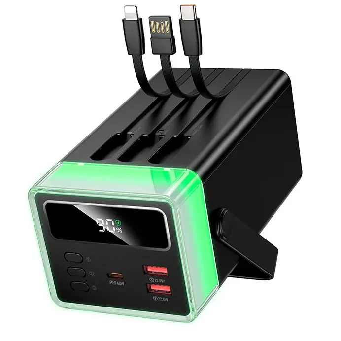 Hoco DB103A 60000mAh (2USB/1Type-C, PD/QC, 65W/3A) Black - Зображення 4