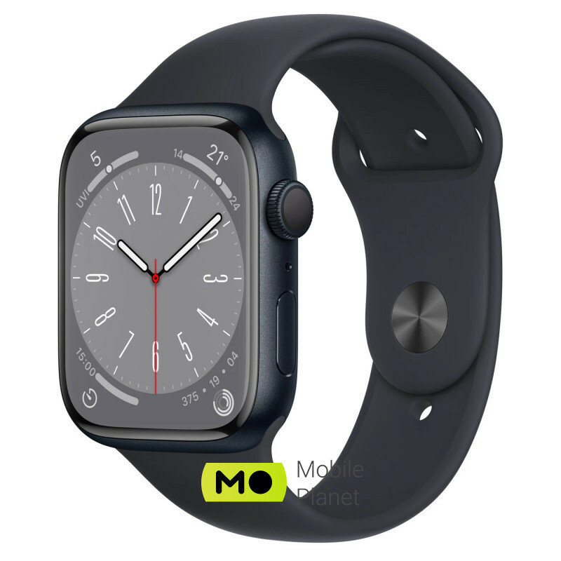Apple Watch Series 8 GPS 45mm Midnight Aluminum Case with Midnight Sport Band S/M (MNUJ3)