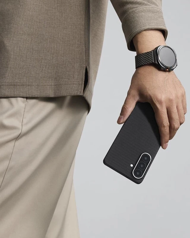 Чехол для смартфона Pitaka Edge Ultra-Slim Case with Aaron Button for Samsung Galaxy S26 - 600D Black/Grey [Twill] (KS2601) - Зображення 3