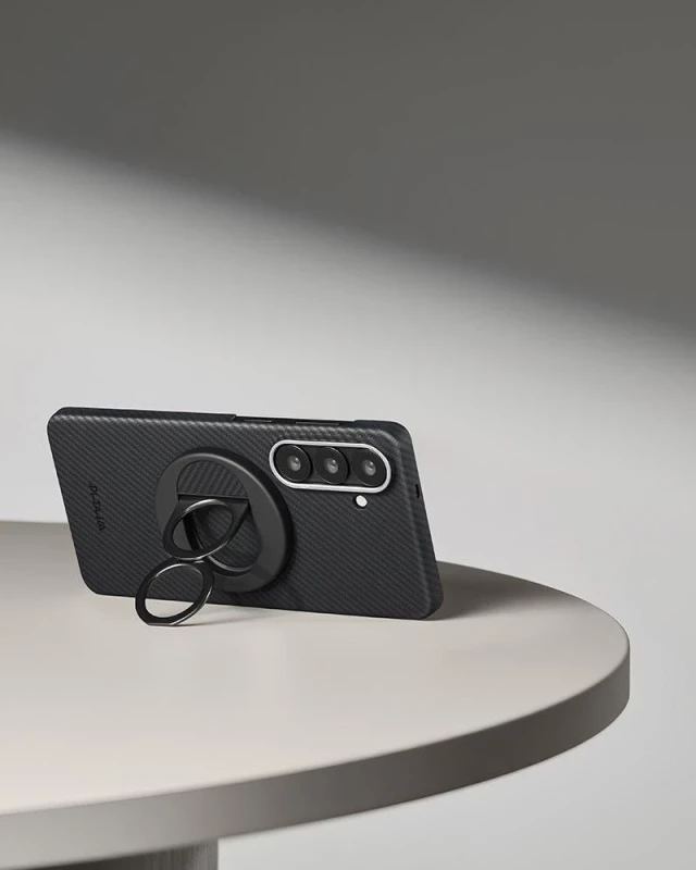 Чехол для смартфона Pitaka Edge Ultra-Slim Case with Aaron Button for Samsung Galaxy S26 - 600D Black/Grey [Twill] (KS2601) - Зображення 4
