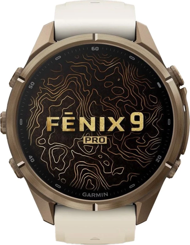 Смарт-часы Garmin Fenix 9 Pro inReach 43mm Autumn Gold Titanium with Cream/French Gray Silicone Band (010-04335-20/21) - Зображення 1