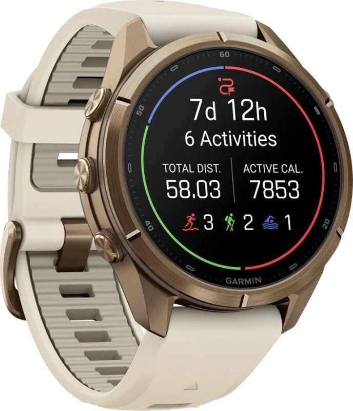 Смарт-часы Garmin Fenix 9 Pro inReach 43mm Autumn Gold Titanium with Cream/French Gray Silicone Band (010-04335-20/21) - Зображення 2