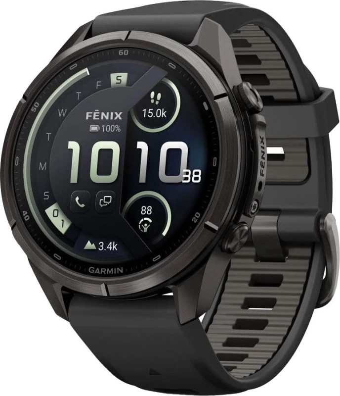Смарт-часы Garmin Fenix 9 Pro inReach 43mm Carbon Gray DLC Titanium w. Black/Pebble Gray Silicone B. (010-04335-10/11)