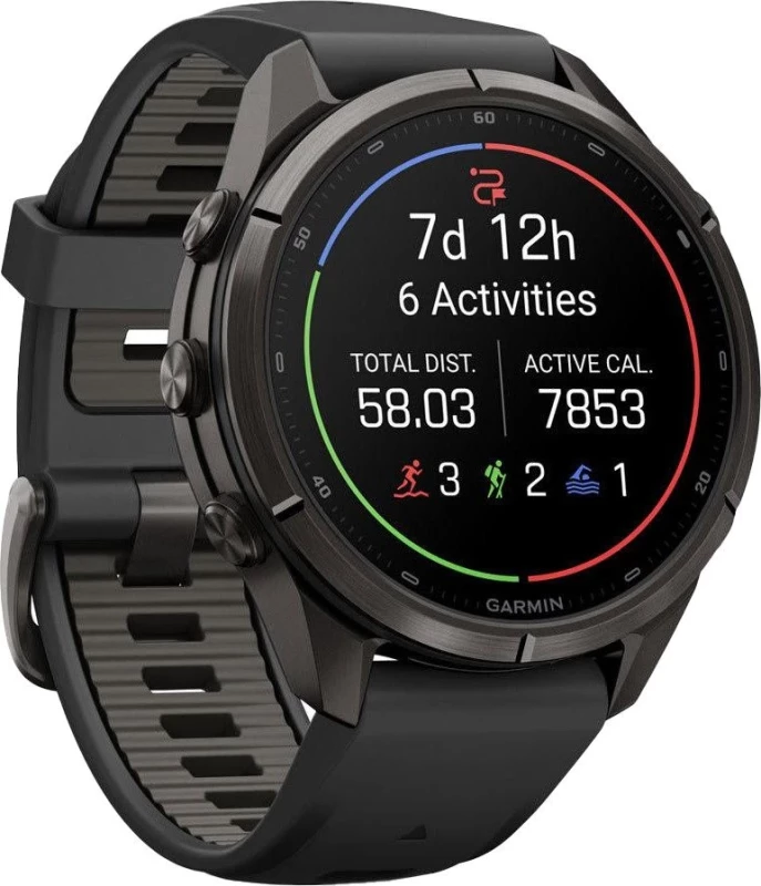 Смарт-часы Garmin Fenix 9 Pro 43mm Carbon Gray DLC Titanium with Black/Pebble Gray Silicone Band (010-04335-15/16) - Зображення 2