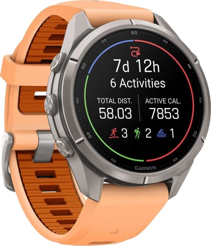 Смарт-часы Garmin Fenix 9 Pro inReach 43mm Titanium with Shell Pink/Autumn Orange Silicone Band (010-04335-00/01) - Зображення 2