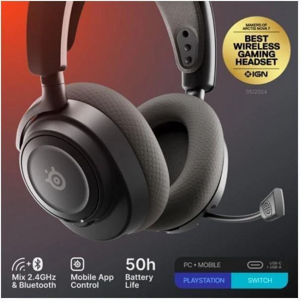 Наушники с микрофоном SteelSeries Arctis Nova 7 Wireless Gen 2 Black (61730) - Зображення 5