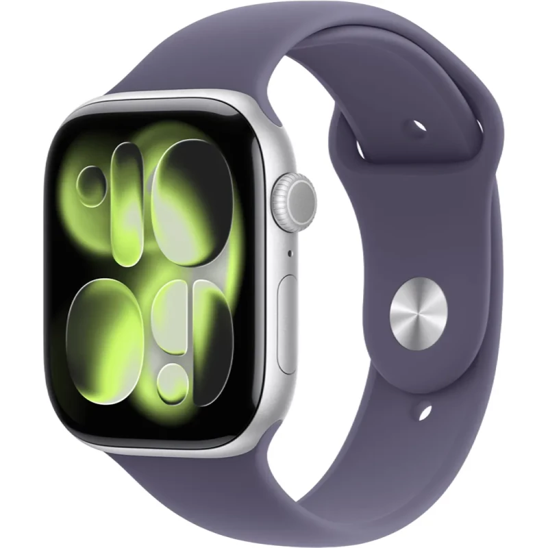 Apple Watch Series 11 GPS 46mm Silver Aluminum Case with Purple Fog Sport Band - S/M (MEV94)