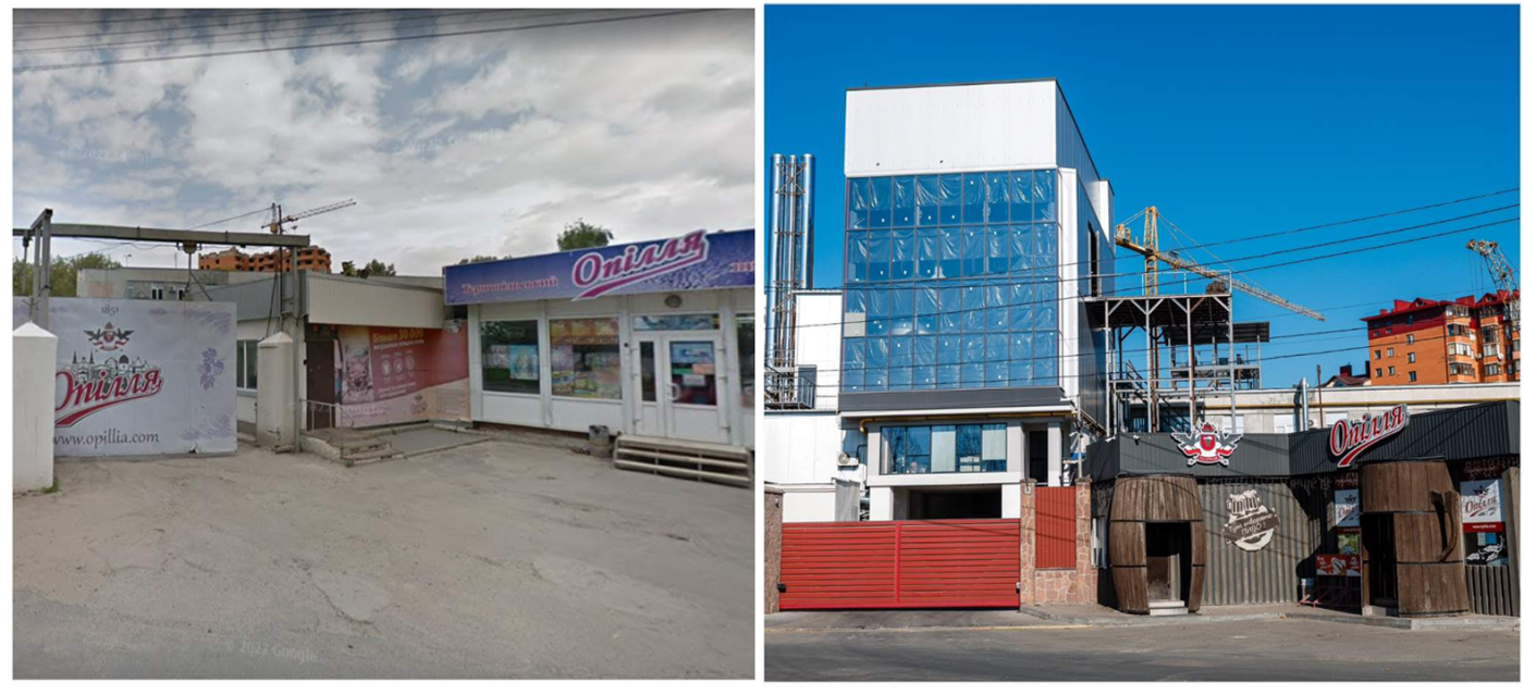 Фото пивзаводу до та після реконструкції