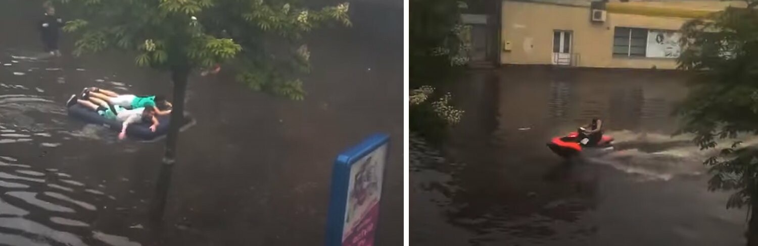 "Люди плавають по вулицях на водному мотоциклі і матрацах": потужна... "Люди плавають по вулицях на водному мотоциклі і матрацах": потужна злива затопила місто (ВІДЕО)